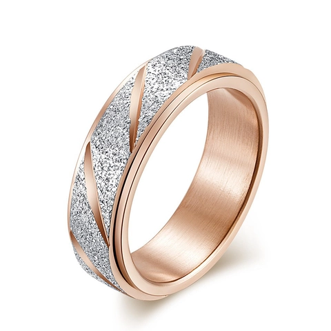 Anello Spinner in Acciaio Inossidabile Unisex Sabbiato Rotante Antistress Arcobaleno Oro Oro Rosa Gioielli Streetwear