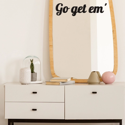 Adesivo da Parete con Slogan Motivazionale Go Get Em Scritta Artistica in PVC Nero per Specchio Camera da Letto Ufficio
