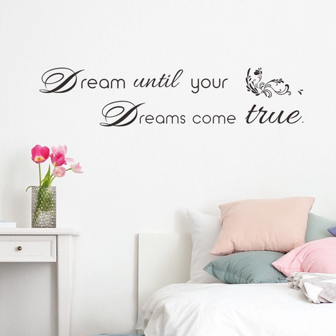 Inspirational Dream Quote Wall Sticker Removable Black PVC Lettering Floral Art For Bedroom Living Room Office Home Decor