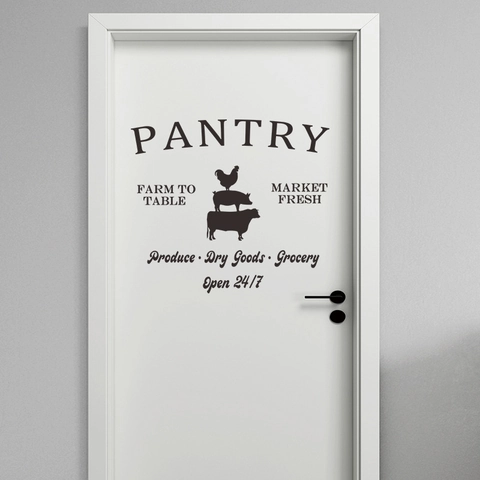 Farmhouse Pantry Wall Sticker Kitchen Decor Removable PVC Decal With Rooster Pig Cow Animal Silhouettes Typography Art