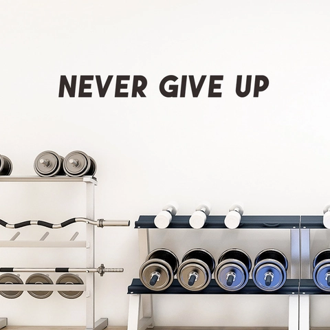 Never Give Up Motivational Wall Sticker Black PVC Inspirational Quote Decal For Bedroom Gym Living Room Home Decoration Office
