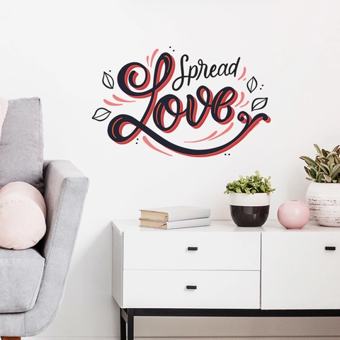 Modern Spread Love Wall Decal For Bedroom Living Room Valentine's Day Artistic Lettering PVC Wall Sticker Home Decor Removable Mural Decor