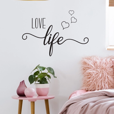 Love Life Wandtattoo Mit Herzmuster Abnehmbarer PVC Wandaufkleber Für Schlafzimmer Wohnzimmer Zuhause Wanddekoration