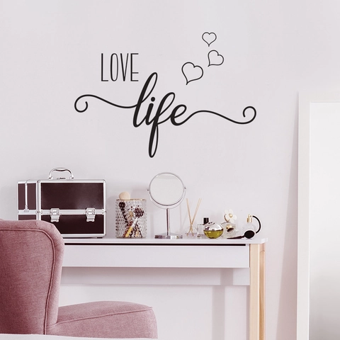 Love Life Wandtattoo Mit Herzmuster Abnehmbarer PVC Wandaufkleber Für Schlafzimmer Wohnzimmer Zuhause Wanddekoration