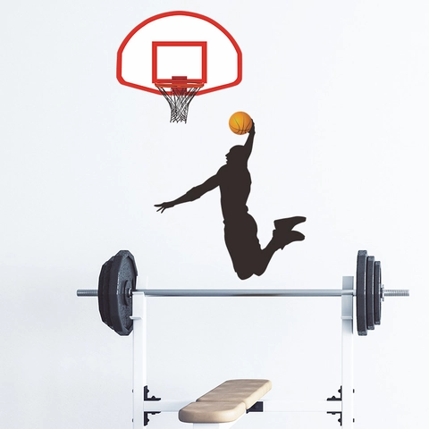 Basketball Slam Dunk Wandtattoo Sportlicher Athlet Silhouette Wandaufkleber Für Jungenzimmer Fitnessstudio PVC Abnehmbar Deko