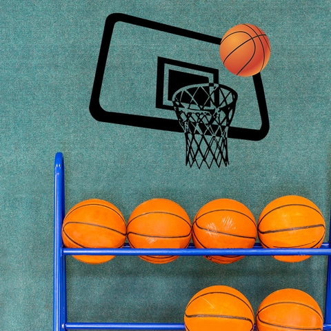 Basketball Hoop And Ball Wall Sticker Waterproof PVC Sports Theme Decal For Boys Room Gym Home Decor Modern Wall Art