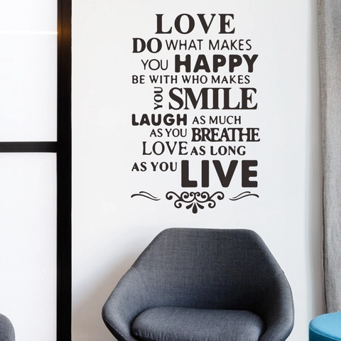 Adesivo da Parete con Citazioni LOVE in Inglese Lettering Nero PVC Autoadesivo Decalcomania per Camera da Letto Soggiorno Casa Decor