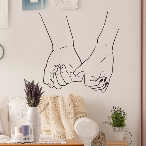 Minimalistisch Paar Pinky Belofte Handen Lijnkunst Muursticker PVC Zelfklevend Woondecoratie Voor Slaapkamer Woonkamer Moderne Muursticker