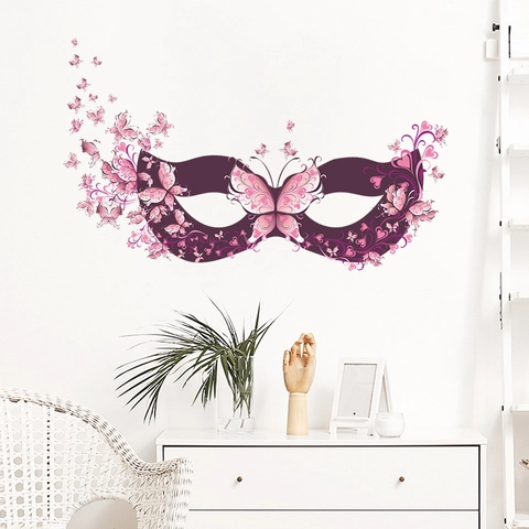 Creatieve Vlinder Masker Bloem Muursticker Verwijderbaar Zelfklevend PVC Kunst Wanddecoratie Voor Slaapkamer Woonkamer Huis Wanddecor