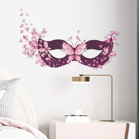 Creatieve Vlinder Masker Bloem Muursticker Verwijderbaar Zelfklevend PVC Kunst Wanddecoratie Voor Slaapkamer Woonkamer Huis Wanddecor