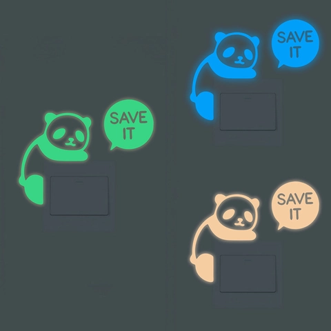 Adesivo per Interruttore Panda Luminoso Cartone Animato Adesivo da Parete Fluorescente in PVC Rimovibile per Camera dei Bambini
