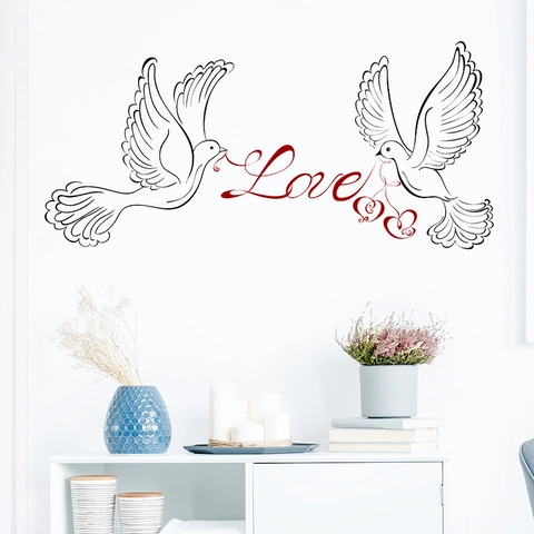 Moderne PVC Muursticker Vredesduif Love Hart Patroon DIY Verwijderbare Sticker Voor Woonkamer Slaapkamer Huis Decoratie