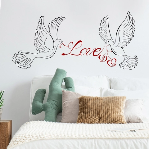 Moderne PVC Muursticker Vredesduif Love Hart Patroon DIY Verwijderbare Sticker Voor Woonkamer Slaapkamer Huis Decoratie