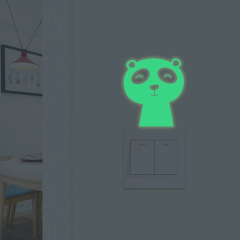 Cartoon Panda Nachtleuchtend Lichtschalter Aufkleber Wandtattoo Für Kinderzimmer Schlafzimmer Nachtorientierung Deko