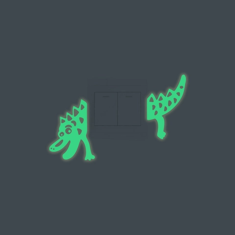 Pegatina Luminosa de Dinosaurio para Interruptor de Luz de Dibujos Animados de PVC Autoadhesiva Decoración de Pared Infantil