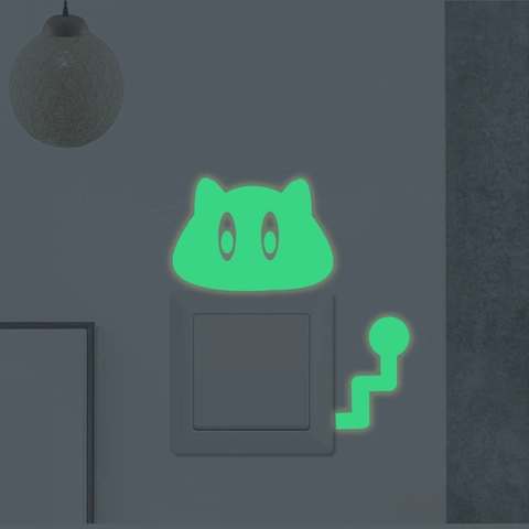 Leuchtende Katze Schalter Aufkleber Glühen Im Dunkeln Wandaufkleber DIY Selbstklebend PET Katze Dekor Für Kinderzimmer