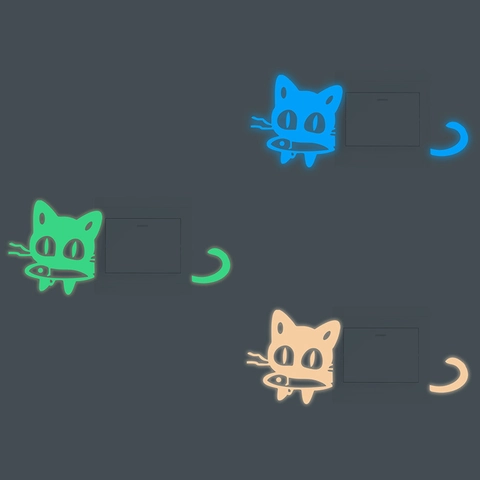 Leuchtender Katze Fisch Schalteraufkleber Glow In The Dark Wandtattoo Für Kinderzimmer Schlafzimmer Wohnzimmer Home Decor