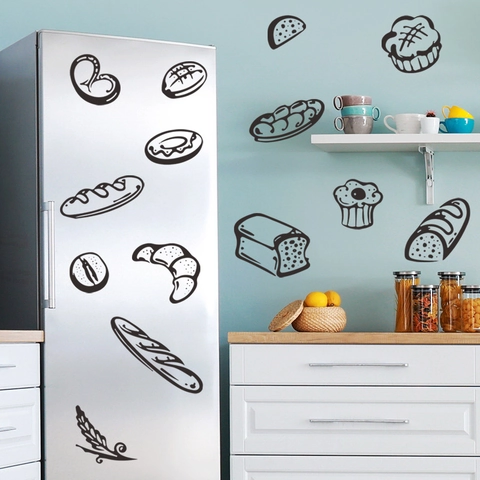 Modern Minimalist Hand Drawn Bread Food Line Art PVC Wall Sticker For Kitchen Dining Room Refrigerator Decor Home Decal
