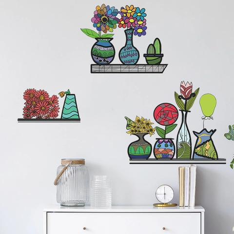 Kreative Vasen Blumen Topfpflanzen Wandsticker Modern PVC Wasserdicht Selbstklebend Wohnkultur Wandtattoo Wohnzimmer