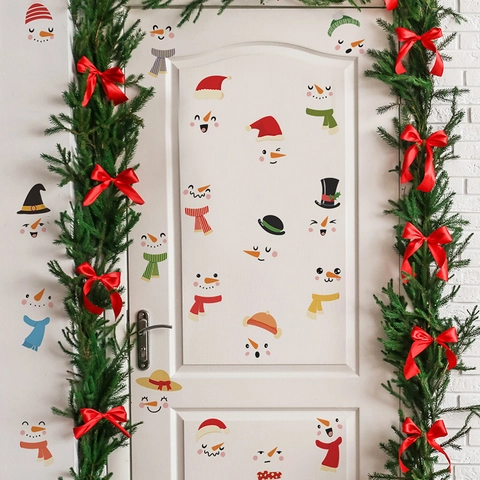 Pegatinas de Pared de Muñeco de Nieve de Navidad PVC DIY Calcomanías de Ventana Removibles Autoadhesivas Decoración