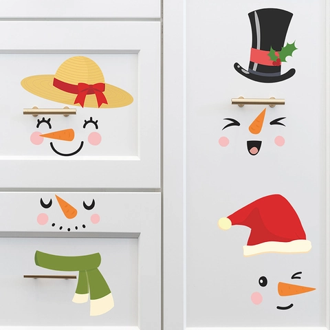 Pegatinas de Pared de Muñeco de Nieve de Navidad PVC DIY Calcomanías de Ventana Removibles Autoadhesivas Decoración