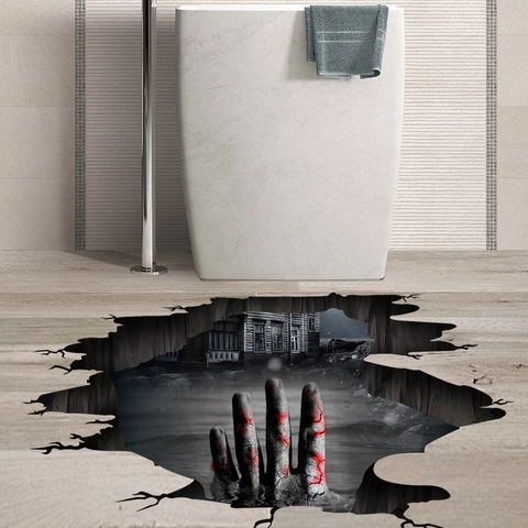 3D Halloween Horror Wall Stickers Waterproof PVC Floor Decals With Ghost Skull Lava Design For Home Spooky Party Decoration