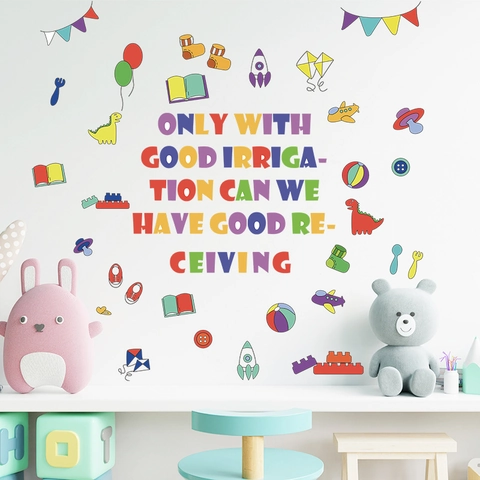 Pegatinas de Pared Coloridas con Eslogan en Inglés y Dibujos de Dinosaurios y Cohetes para Decoración de Dormitorio Infantil y Escuela