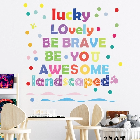 Motivational Quotes Wall Stickers For Kids Room Colorful English Slogans PVC Decals Classroom Bedroom Home Art Wall Decoration