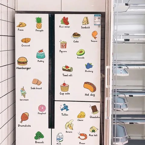 Cartoon Food Fruit Vegetable Milk PVC Wall Stickers For Kitchen Fridge Waterproof Modern Minimalist DIY Decoration Decals