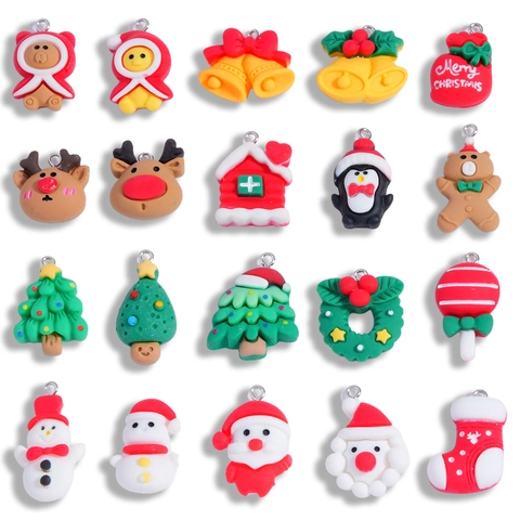 Simpatici Ciondoli Natalizi in Resina Per Creazione Gioielli DIY Babbo Natale Pupazzo di Neve Renna Albero di Natale Accessori in Resina