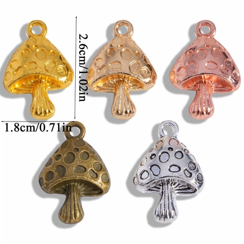 Ciondolo Fungo in Lega Retro Accessori per Gioielli DIY per Collana Braccialetto Produzione Varietà di Colori Metallici
