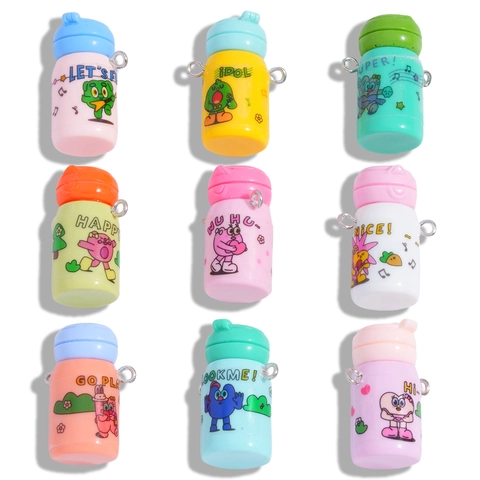 Miniature Thermos Cup Resin Pendants Cartoon Water Bottle DIY Jewelry Making Accessories For Bag Keychain Phone Charms Cute Simulation Bottle Pendant