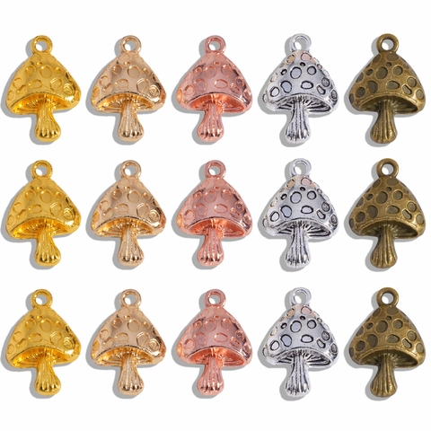 Ciondolo Fungo in Lega Retro Accessori per Gioielli DIY per Collana Braccialetto Produzione Varietà di Colori Metallici