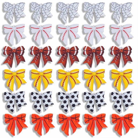Acrylic Bowknot Sports Pendants For DIY Jewelry Making Earrings Keychain Accessories Baseball Soccer Basketball Printed Charms