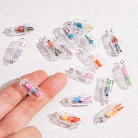 Mini Miniature Figures In Capsule Resin Pendants Creative Simulation DIY Jewelry Making Accessories For Earrings Necklace Keychains Crafts