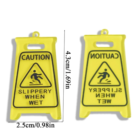 Acrylic Warning Sign Pendant DIY Jewelry Making Accessories Creative Caution Signboard Charm For Bag Keychain Decorations
