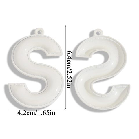 Letter S Pendant Vintage Imitation PU Leather Style Zinc Alloy DIY Keychain Bag Charm Accessory Lacquer Painted Jewelry