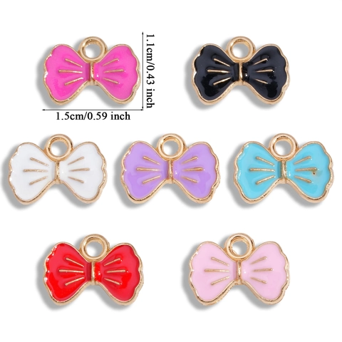 Pendentifs en Alliage Multicolore Forme de Nœud Émail pour Création de Bijoux Bracelet Porte-Clés Boucles d'Oreilles Charmes Accessoires