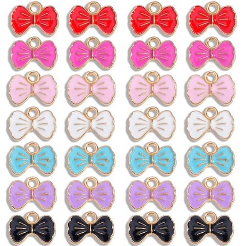 Pendentifs en Alliage Multicolore Forme de Nœud Émail pour Création de Bijoux Bracelet Porte-Clés Boucles d'Oreilles Charmes Accessoires