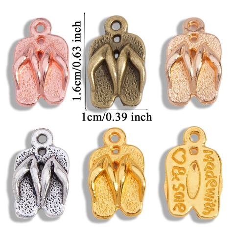 Vintage Zinc Alloy Flip Flop Pendant For Jewelry Making Handmade Necklace Bracelet Earrings Accessories Multi Colors Engraved