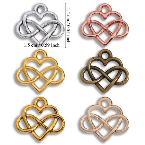 DIY Retro Zinklegering Hol Hart Oneindigheid Charms Hangers Multi-Kleur Metalen Sieraden Maken Accessoires Voor Ketting Armband Knutselen