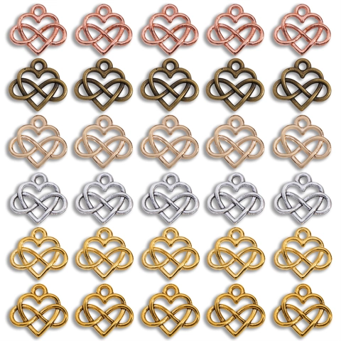DIY Retro Zinklegering Hol Hart Oneindigheid Charms Hangers Multi-Kleur Metalen Sieraden Maken Accessoires Voor Ketting Armband Knutselen