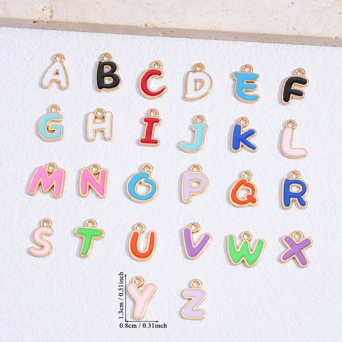Enamel Alphabet Letter Charms Zinc Alloy Gold Silver Base DIY Colorful Pendants For Jewelry Making Necklace Bracelet Accessory