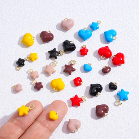 Vintage Alloy Enamel Heart Star Shape Pendants Colorful Drip Oil Charms For DIY Necklace Bracelet Jewelry Making Accessories