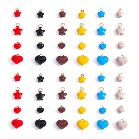 Vintage Alloy Enamel Heart Star Shape Pendants Colorful Drip Oil Charms For DIY Necklace Bracelet Jewelry Making Accessories