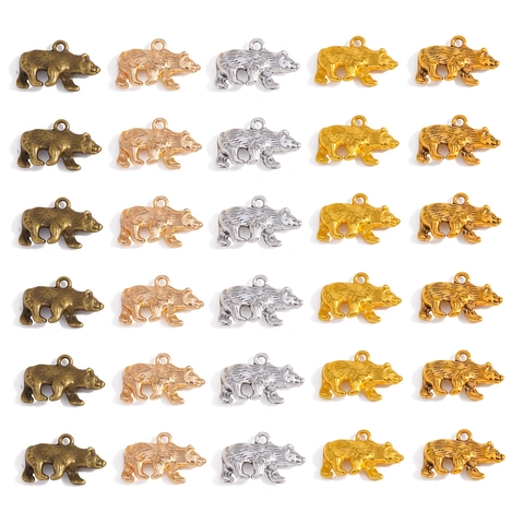 DIY Zinc Alloy Bear Pendants For Jewelry Making 3D Animal Charms For Necklace Bracelet Earrings Vintage Metal Accessories