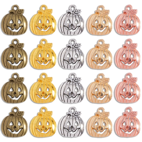 Vintage Halloween Kürbis Gesicht Zinklegierung Charms Galvanisiert Jack-O'-Lantern Anhänger Für DIY Schmuckherstellung Zubehör