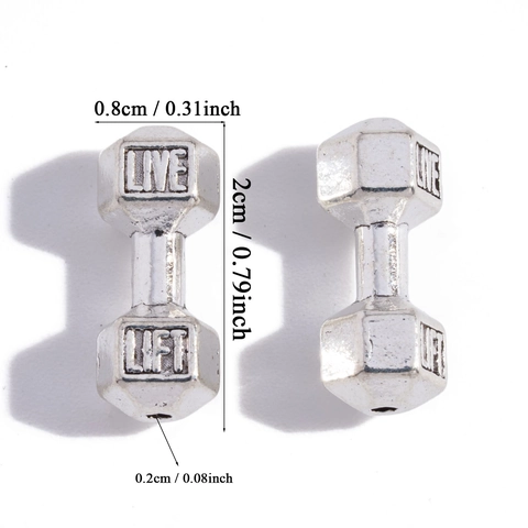Alloy Dumbbell Beads With LIVE LIFT Engraved For DIY Jewelry Making Motivational Fitness Theme Bracelet Pendant Accessory