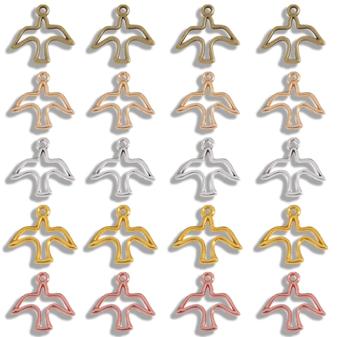 Vintage Hollow Bird Dove Pendants Charms Zinc Alloy Animal Shape For DIY Jewelry Necklace Earrings Making Accessories