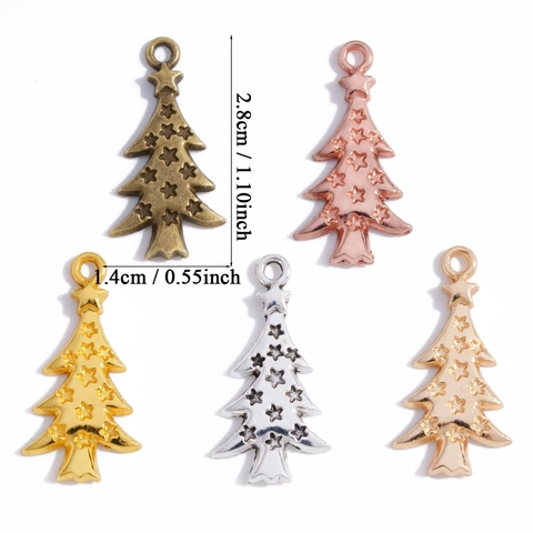 Vintage Legierung Weihnachtsbaum Anhänger Für DIY Halskette Armband Schmuckherstellung Stern Relief Weihnachten Dekoration Anhänger